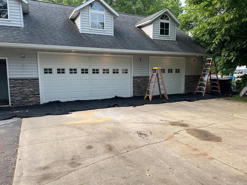 Decra Shingle XD Stone Coated Steel Roof Replacement, Aluminum Fascia & Soffit, Diamond Kote LP Smartside Siding, Titan Clad Garage Door Frames, Waudena Millwork Garage Entry Door, Anderson Full-Frame Replacement Windows in Plover, WI