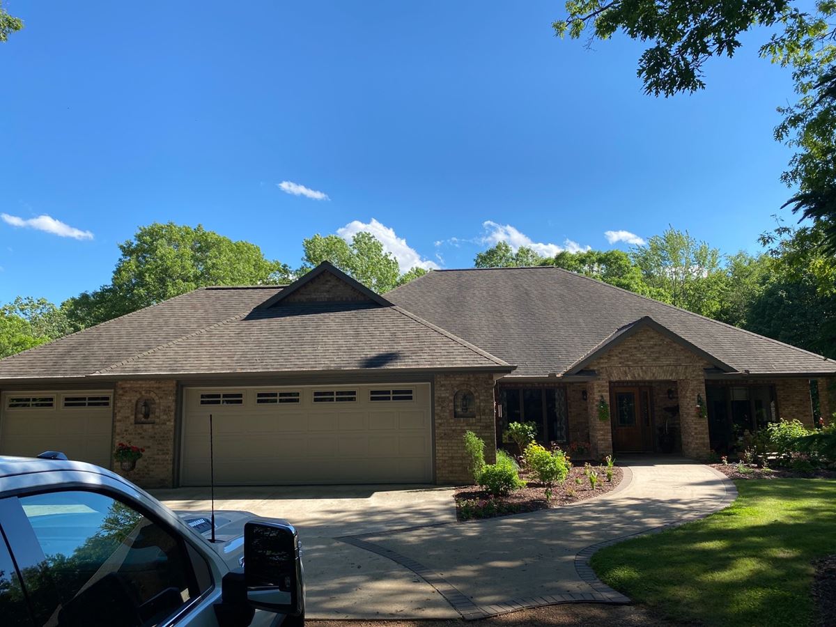 GAF Timberline UHD Roof Replacement, Waudena Millwork Custom Entry Door, and Gutter Installation in Custer, WI