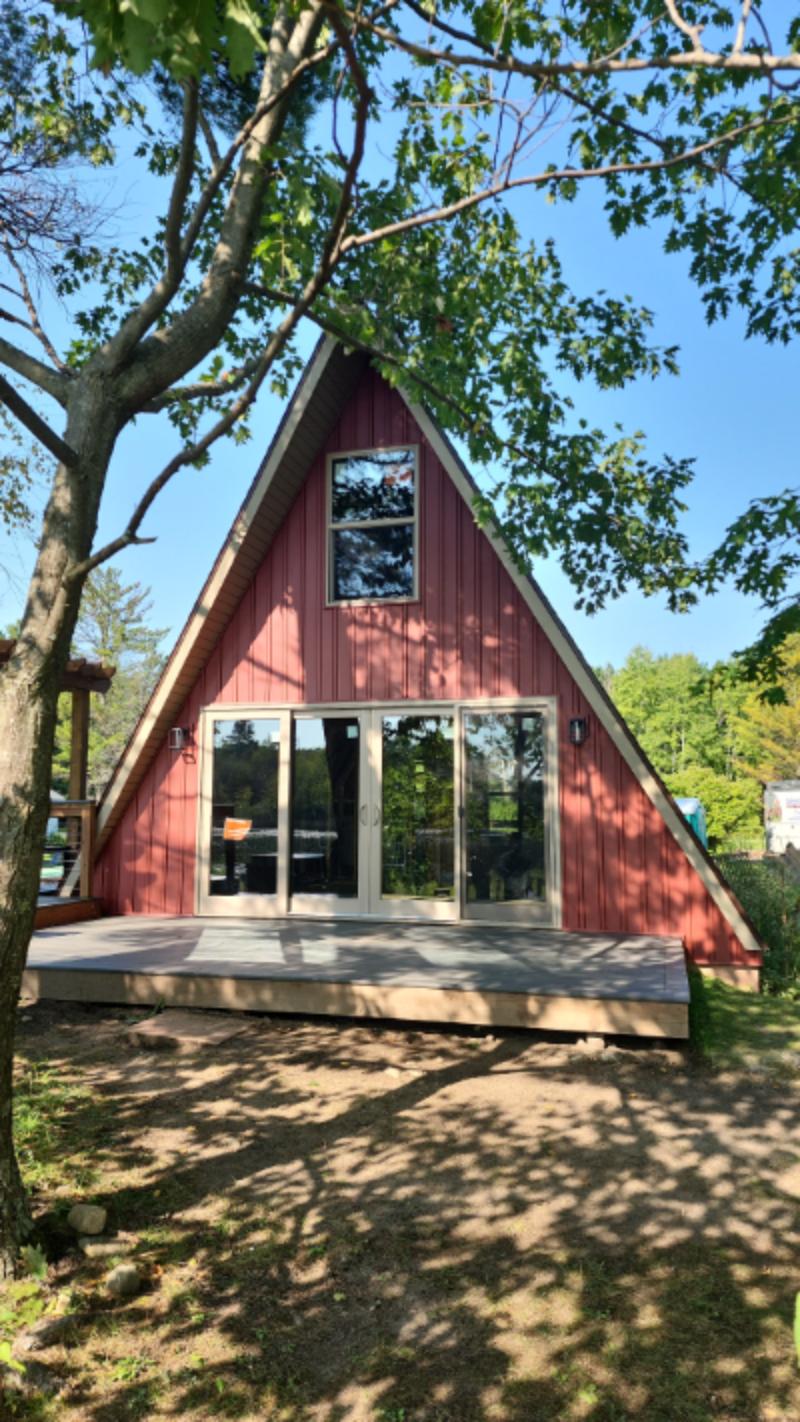 Mastic Board & Batten Vertical Vinyl Siding, Thermo-Tech Full-Frame Windows & Patio Door, Soffit & Fascia, Waudena Millwork Entry Door Replacement in Amherst Junction, WI