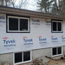 Mastic Carved Wood & Board and Batten Vinyl Siding, Soffit & Fascia, Seamless Gutters, AZEK PVC Post Cladding Trim, and Titan Clad Garage Door Installation in Steven's Point, WI 6